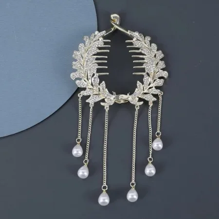 Pearl Tassel Hair Clip With Eaer Ring free