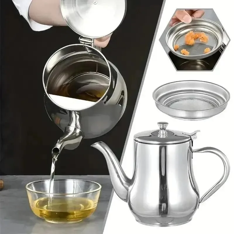 stainless steel oil pot with filter strainer